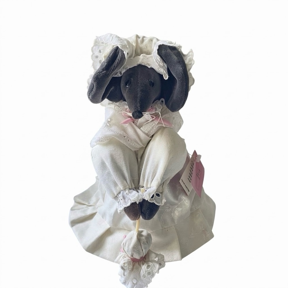 Smart Creations Vintage Cottagecore Mouse Doll Lace Dress Umbrella Farmhouse